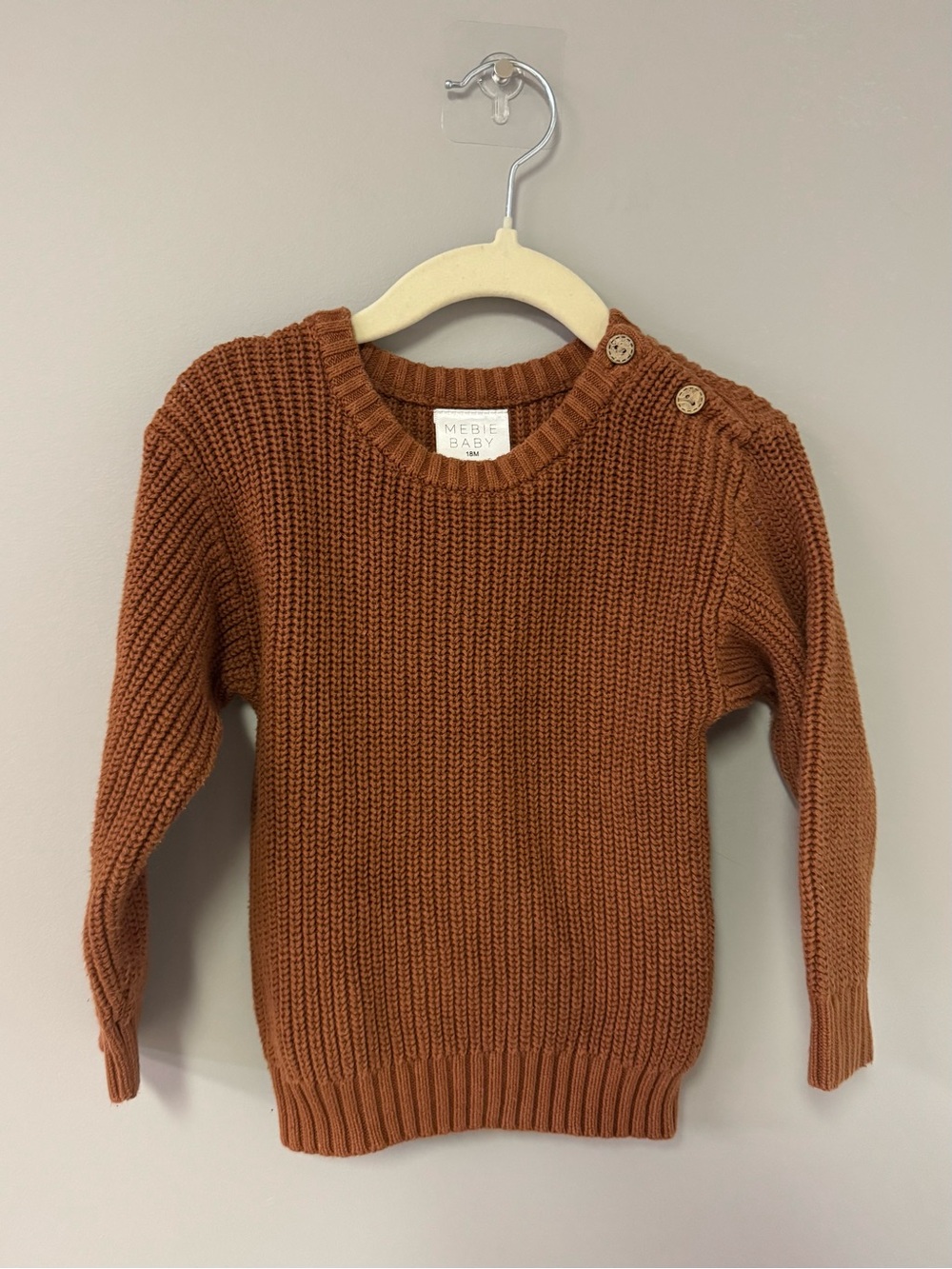 Mebie Baby Rust Knit Shoulder-Button Sweater